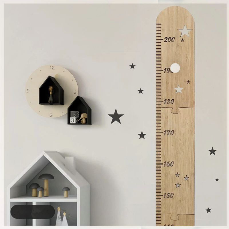 Baby Nursery Stickers - 5 vellen Noordse houten kinderhoogtegroeigrafiek liniaal