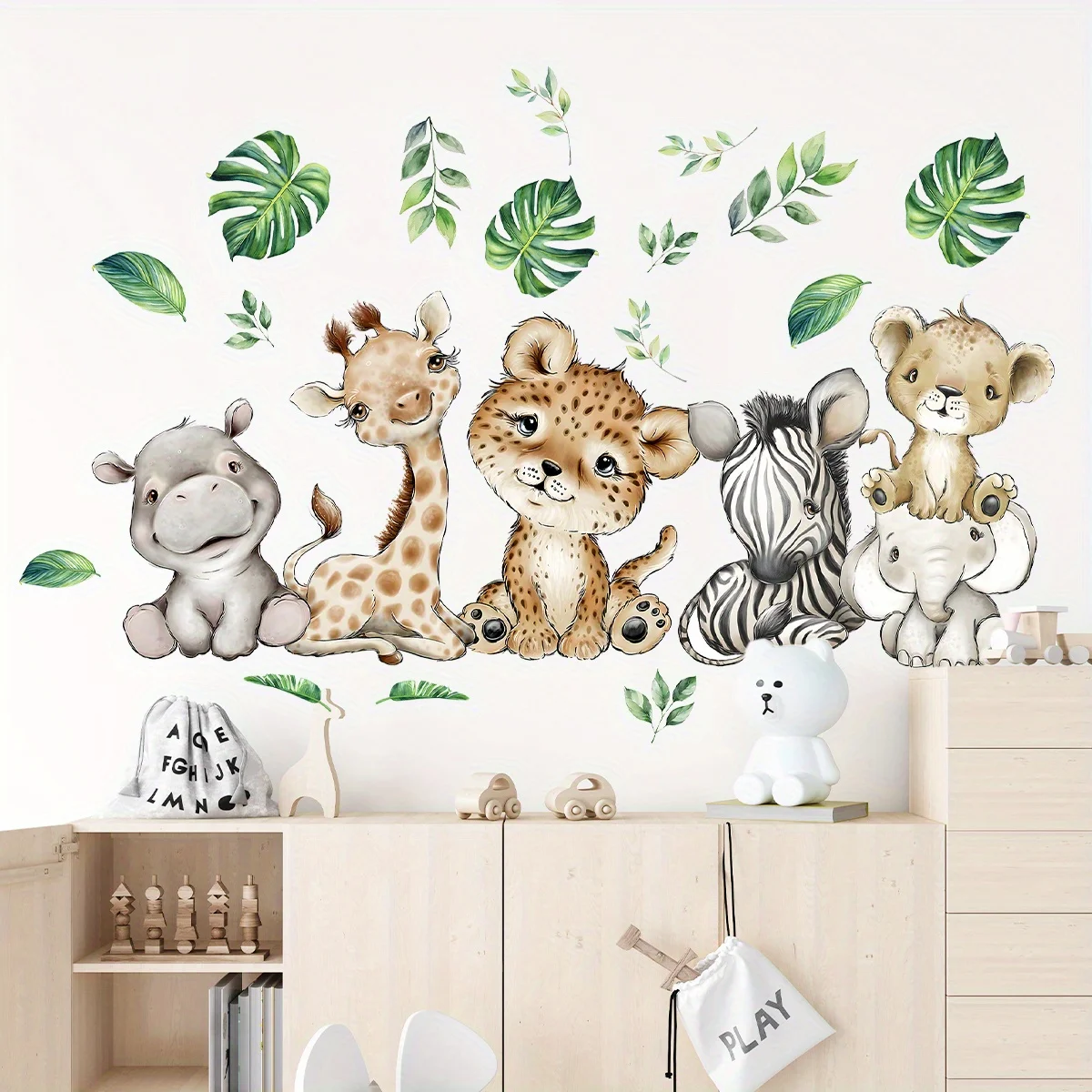 Baby Nursery Stickers - 1PC Cartoon Leuke Nijlpaard Tijger Olifant