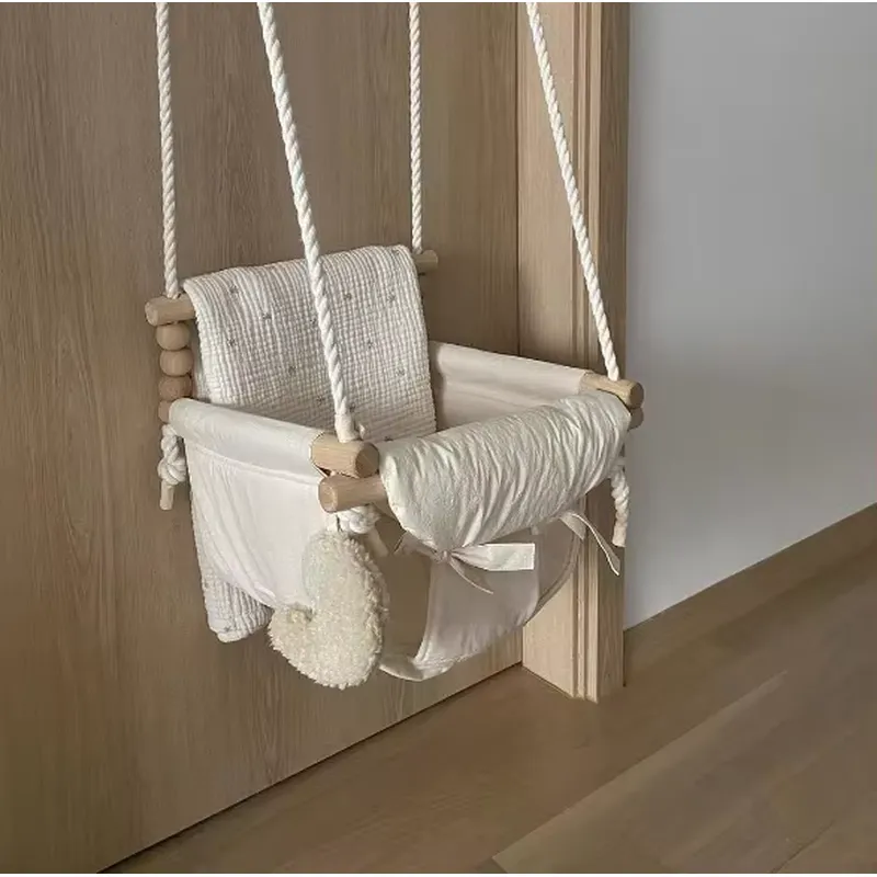 Baby Nursery Rocking Chair - Houten hangende schommelstoel voor pasgeborenen, comfortabele