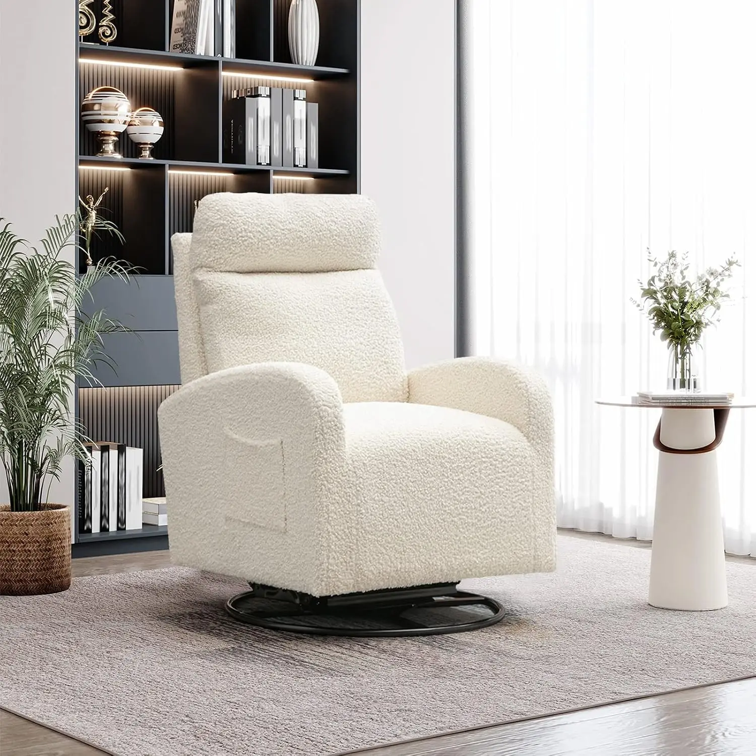 Baby Nursery Rocking Chair - Moderne draaibare glijstoel, gestoffeerde accent-glijstoel voor