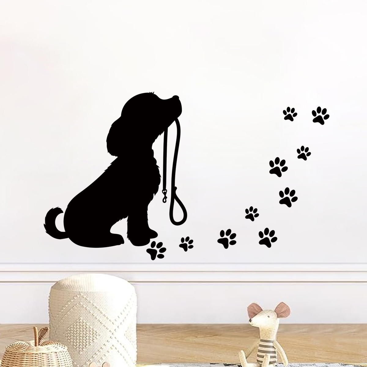 Baby Nursery Vinyl - 1Pc Leuke Wachten Hond en Voetafdrukken