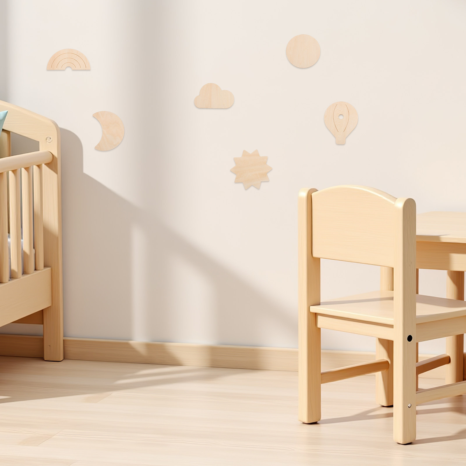 Baby Nursery Hot Air Balloon Theme - 6 stuks houten muurstickers met hementhema,