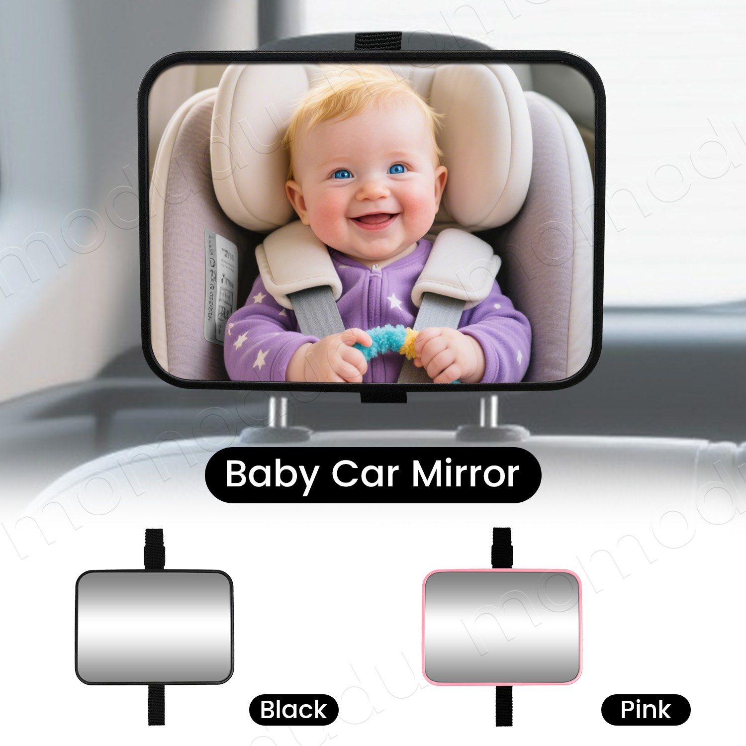 Wearable Baby Monitor - Babyautospiegel Achteruitkijkspiegel Baby-kinderbewakingsspiegel voor achterbank van