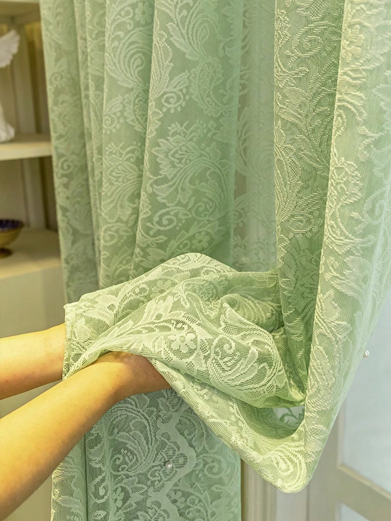 Blackout Curtain Nursery - 1 stuks zelfklevend kant kralen tule
