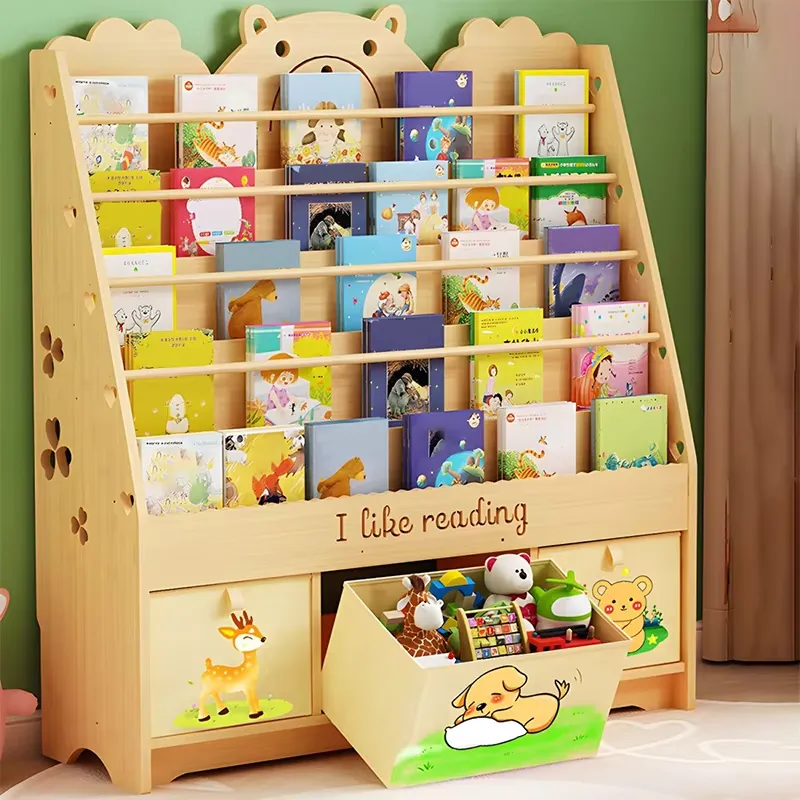 Baby Nursery Bookshelf - Houten boekenplank voor kinderkamer, speelgoedopbergkast, kinder-