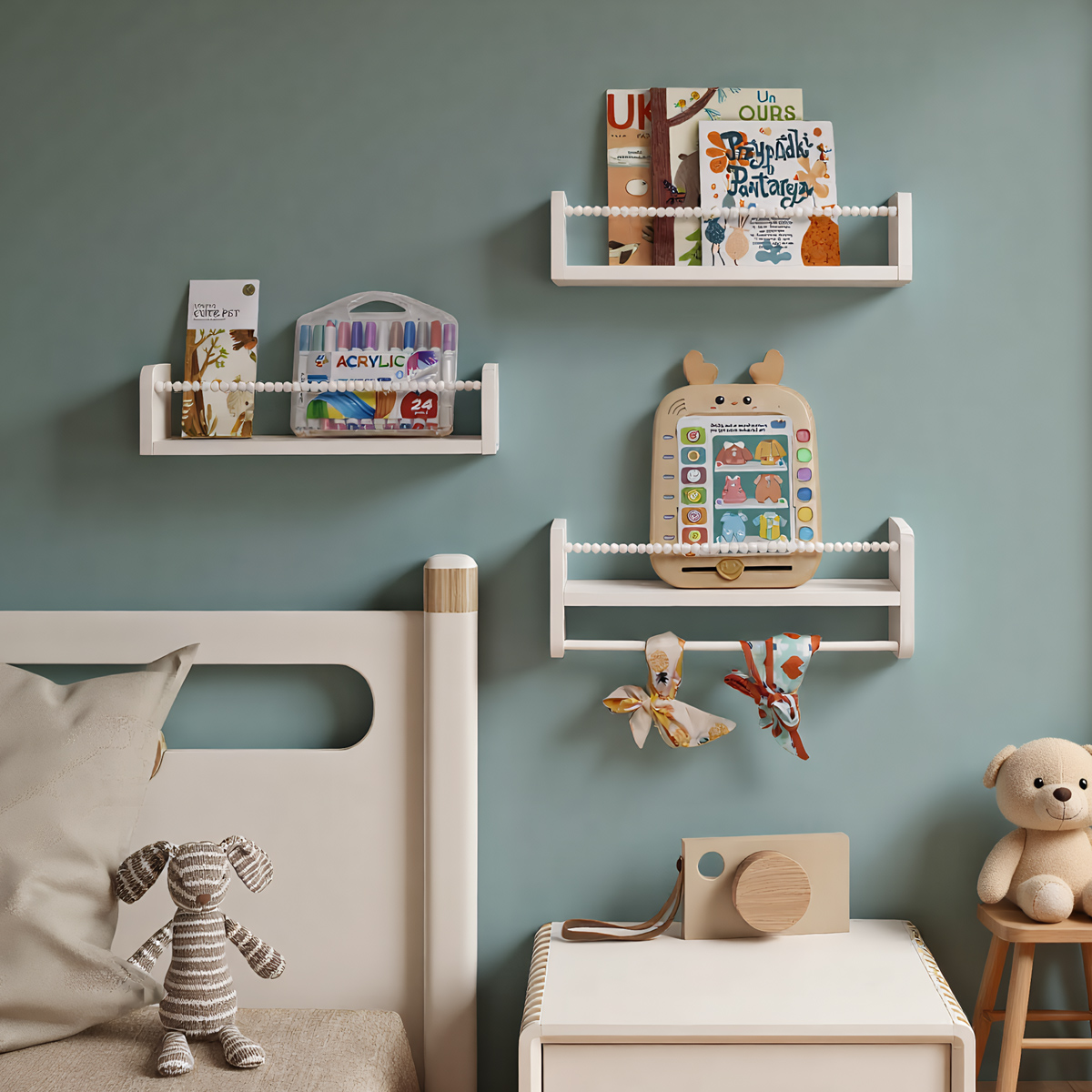 Baby Nursery Floating Shelves - Hangende kinderboekenplanken voor aan de muur,