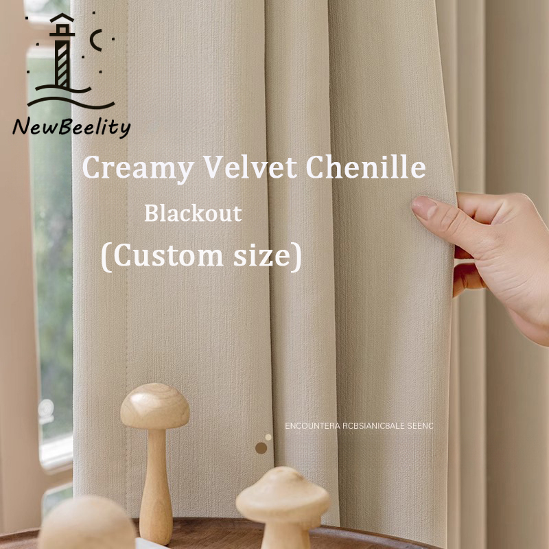 Blackout Curtain Nursery - Crème fluwelen chenille verduisterende verdikte gordijnen
