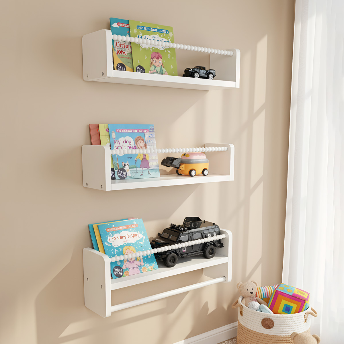 Baby Nursery Floating Shelves - Houten kinderkamer boekenplanken, 15,7 inch zwevende