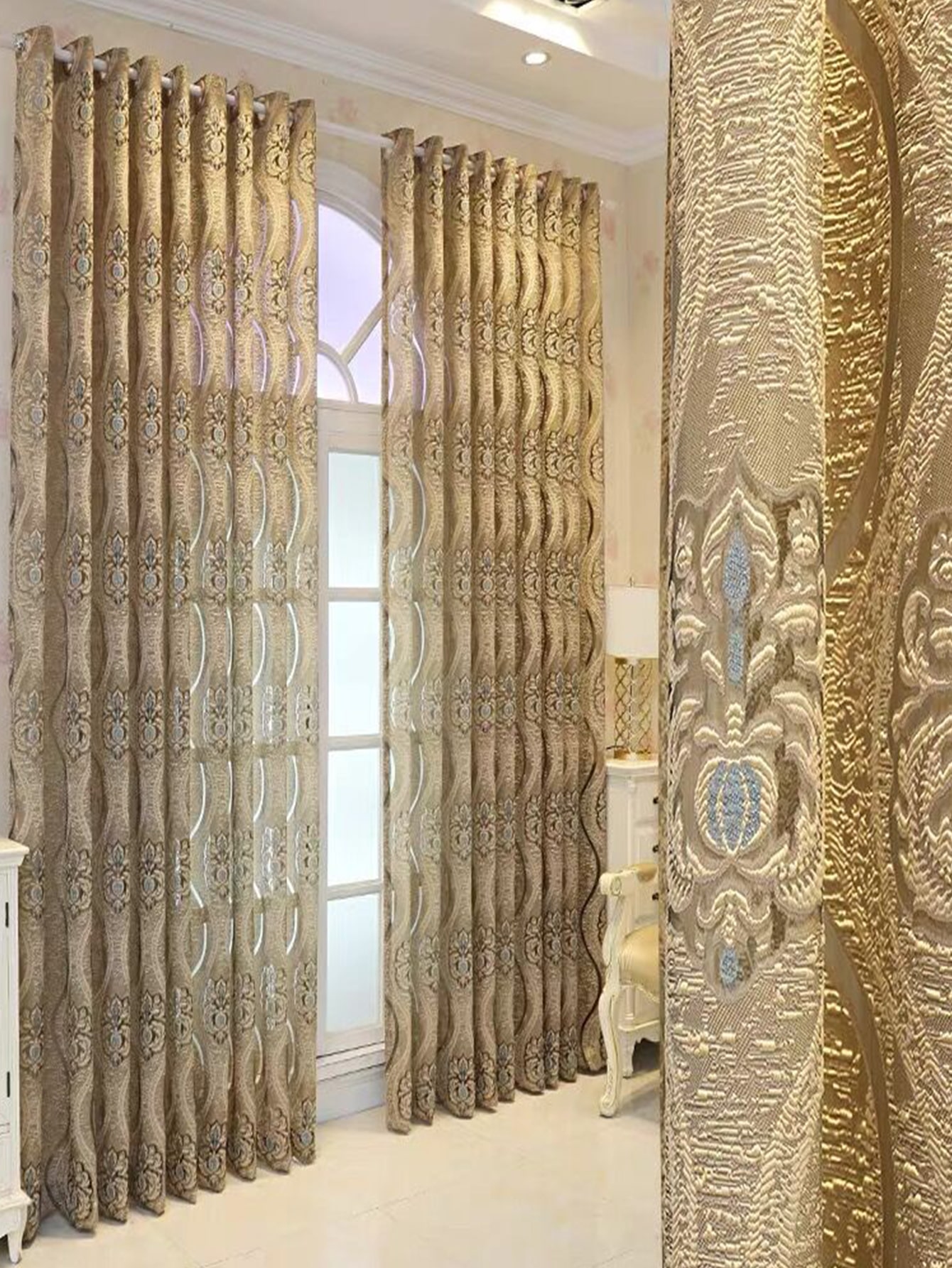 Blackout Curtain Nursery - Europese Curry Achtgolf Geperforeerde Gordijnen Woonkamer