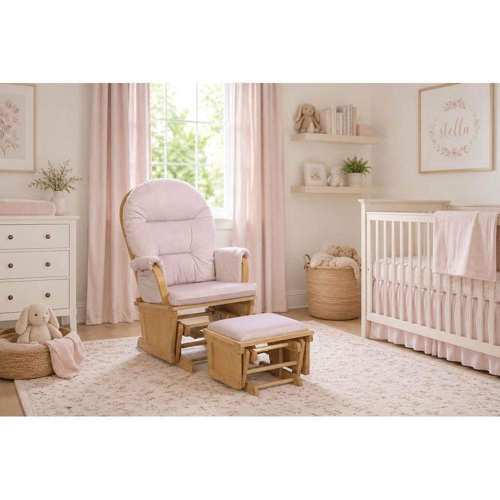 Baby Nursery Rocking Chair - Madison Nursery Schommelstoel met voetenbankje, houten