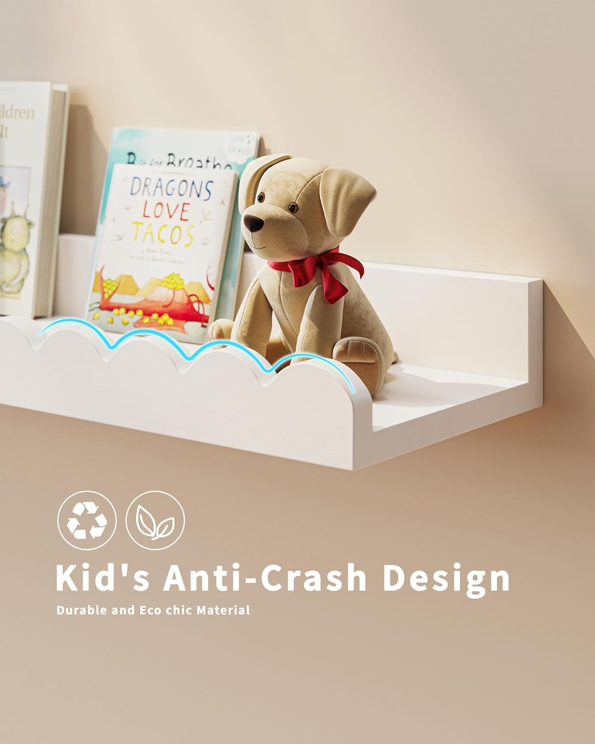 Set van 4 witte, golvende zwev - Baby Nursery Floating Shelves recensie en prijs