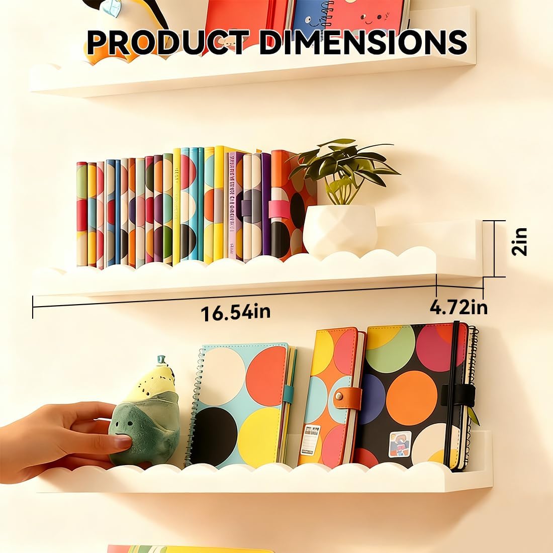 Set van 4 witte, golvend gevor - Baby Nursery Floating Shelves recensie en prijs