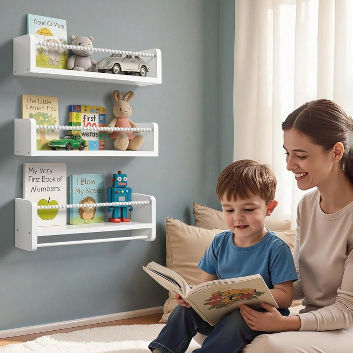 Boekenplanken voor de kinderka - Baby Nursery Floating Shelves recensie en prijs