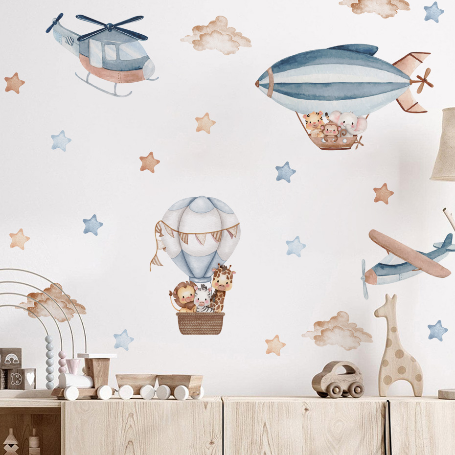 Aquarel Dieren Luchtballon Wol - Baby Nursery Stickers recensie en prijs