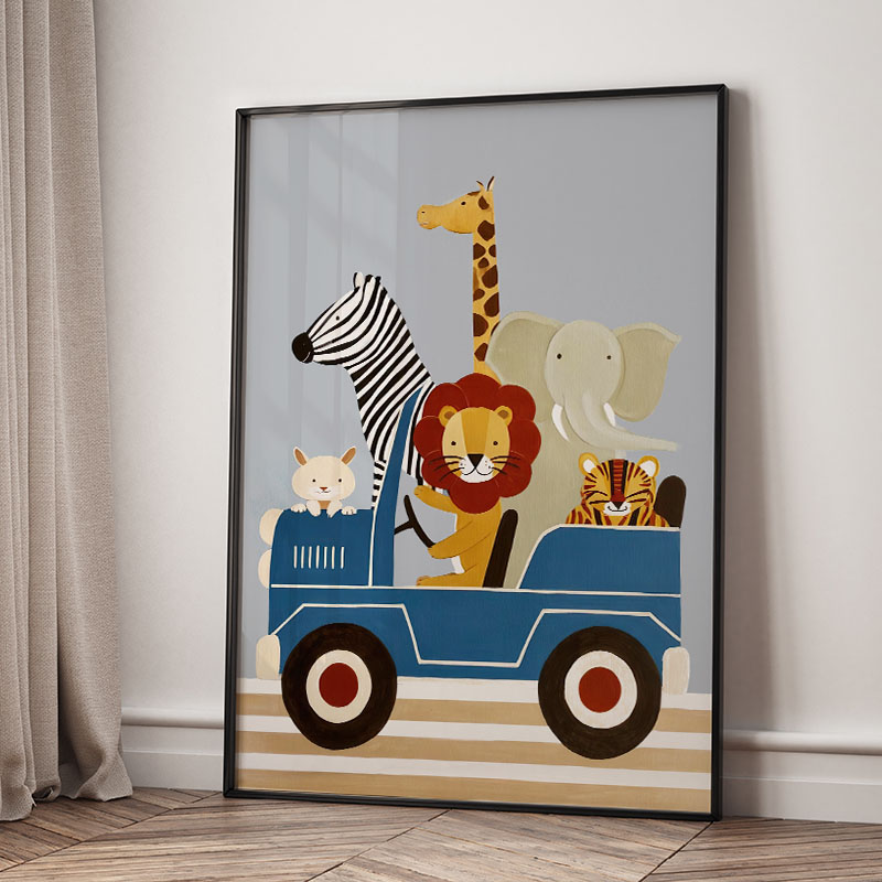Grappige cartoon dieren auto b - Baby Nursery Images recensie en prijs