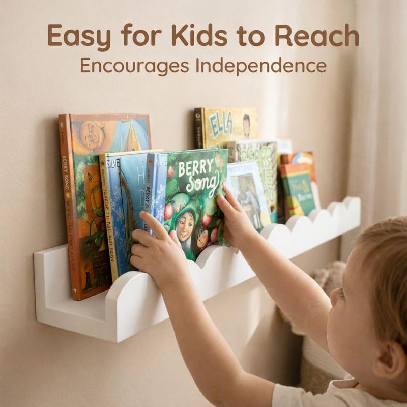 Set van 4 witte, golvende zwev - Baby Nursery Floating Shelves recensie en prijs