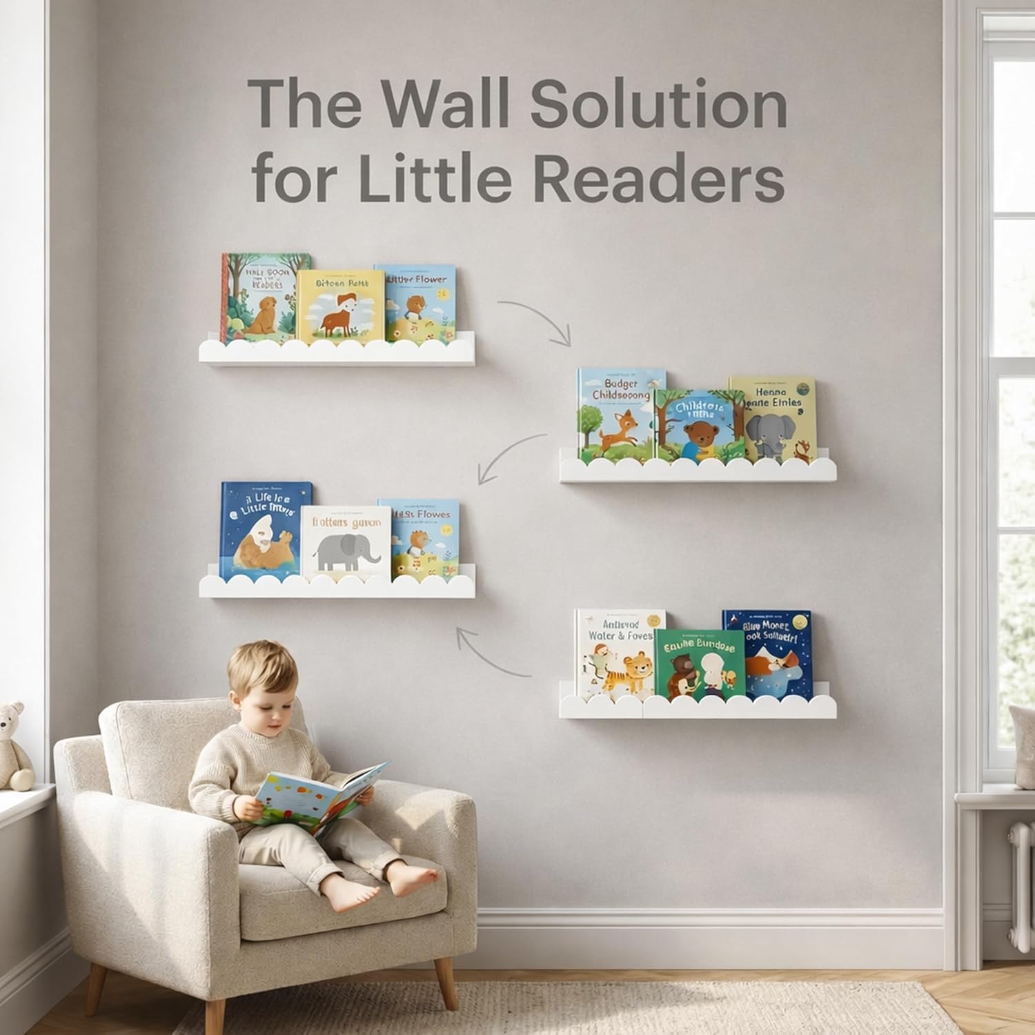 Set van 4 witte, golvende zwev - Baby Nursery Floating Shelves recensie en prijs