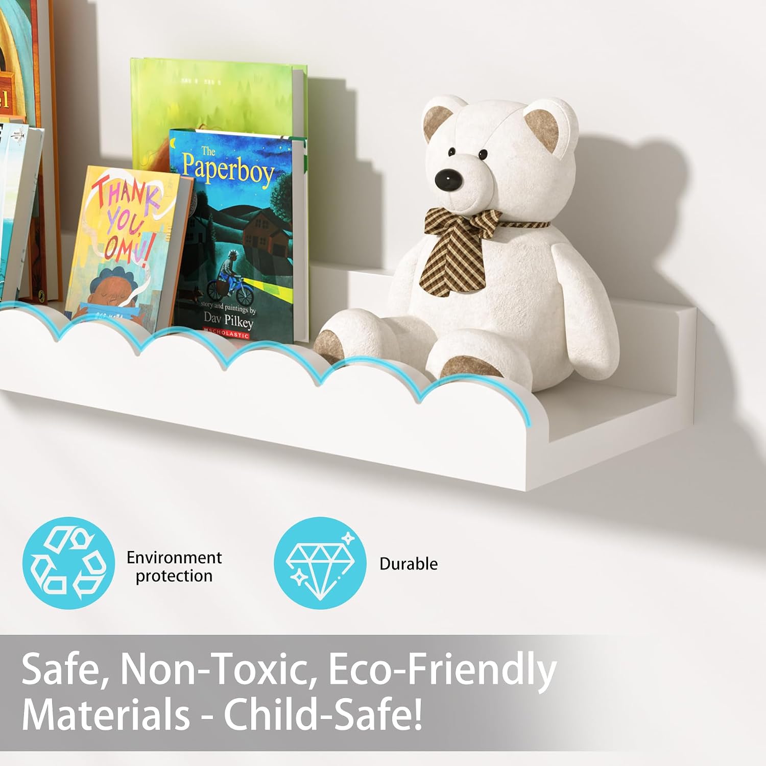 Set van 4 witte, golvende zwev - Baby Nursery Floating Shelves recensie en prijs