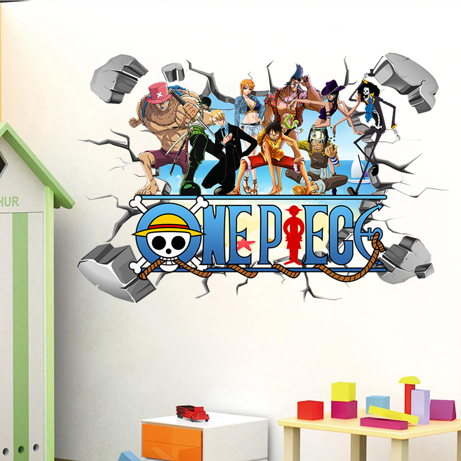 Cartoon One Piece Luffy 3D-muu - Baby Nursery Vinyl recensie en prijs