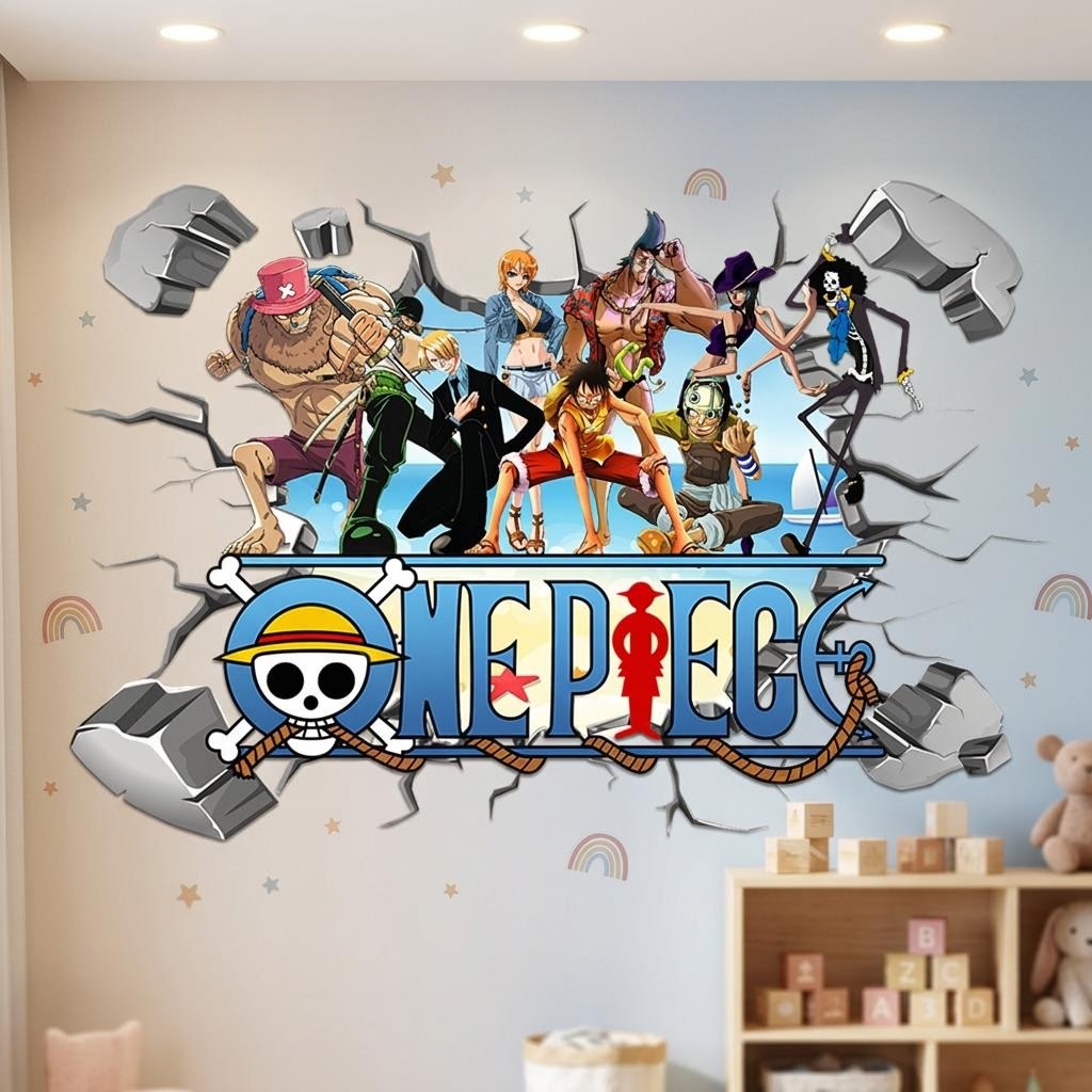 Cartoon One Piece Luffy 3D-muu - Baby Nursery Vinyl recensie en prijs