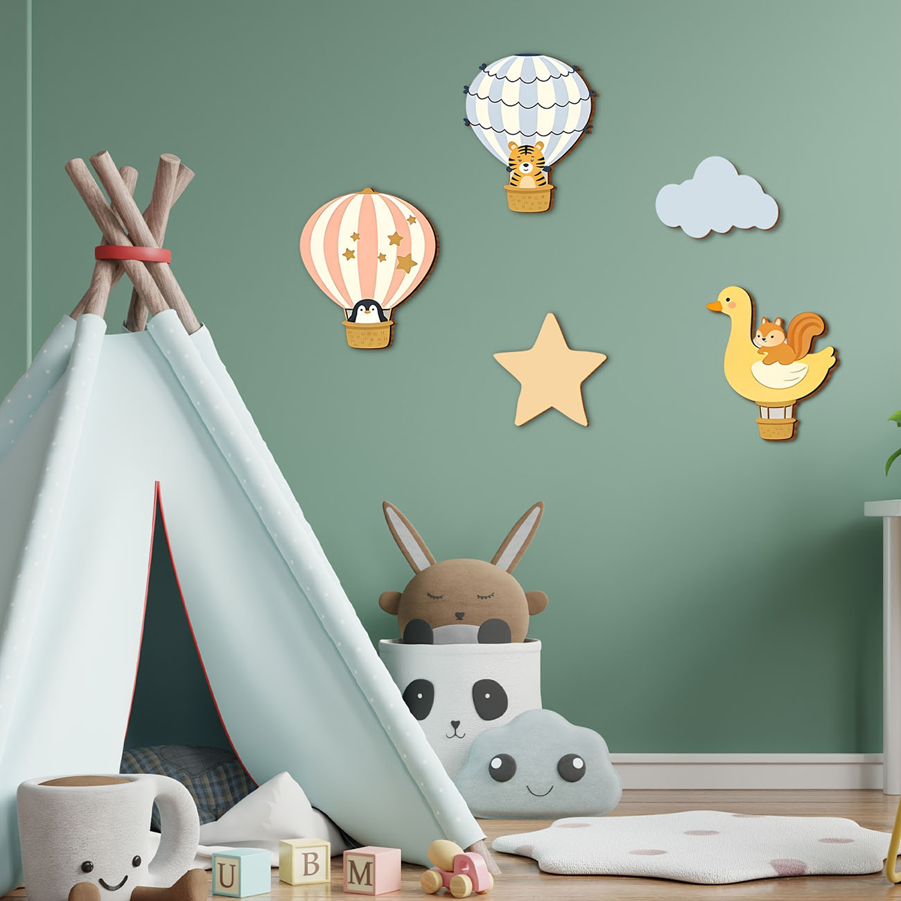 5 stuks dieren heteluchtballon - Baby Nursery Stickers recensie en prijs